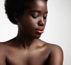 black woman with ideal skin