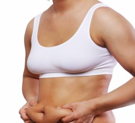 Image of woman with excess weight isolated on white